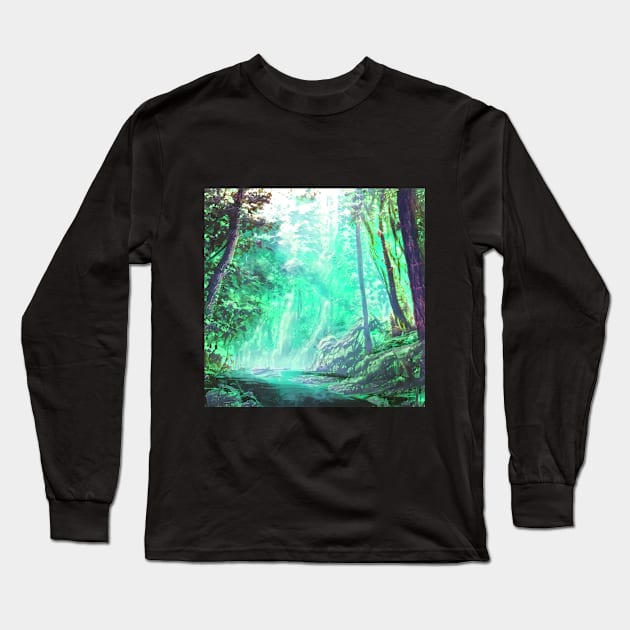 Green Forest Glow Long Sleeve T-Shirt by Vocan